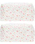 PAZIMIIK Small Quilted Makeup Bag,Zipper Cosmetic Pouch,Gauze Rose