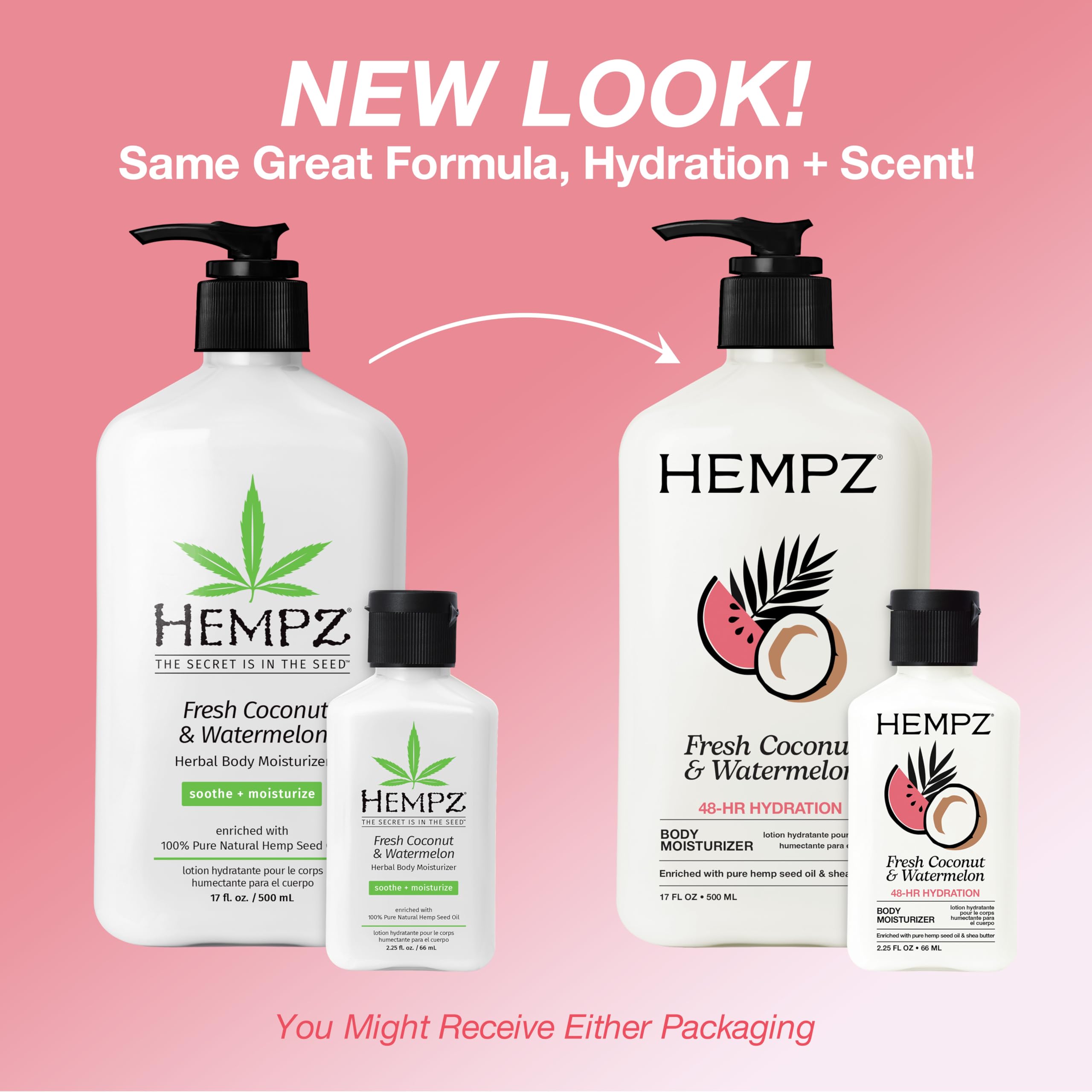 Hempz Body Lotion - Fresh Coconut & Watermelon Daily Moisturizing Cream, Shea Butter Body Moisturizer - Skin Care Products, Hemp Seed Oil - Large