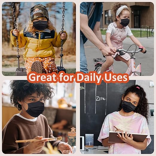 Borje Kids Masks 100 Pcs, Black Face Mask for Kids Boys Girls, Kids Disposable Face Masks