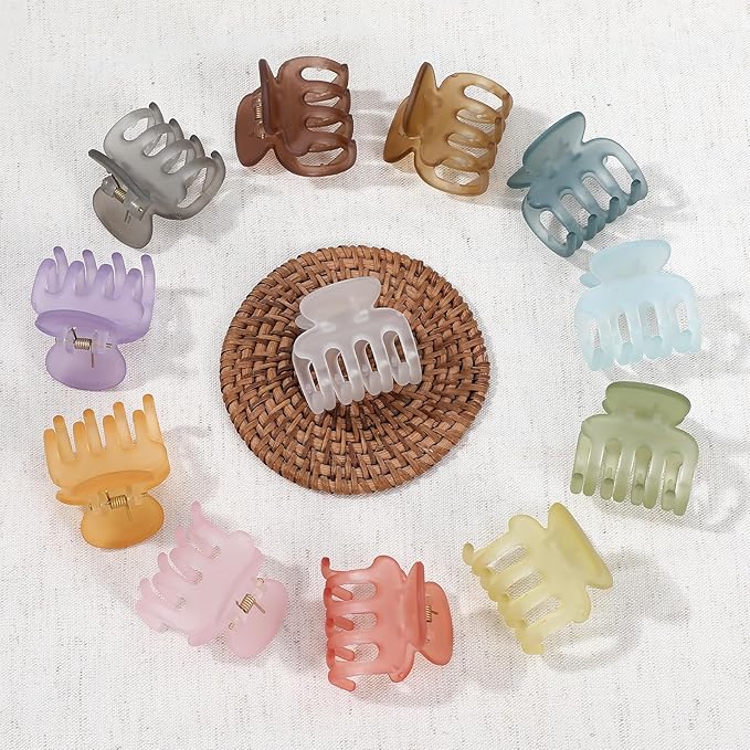 Sisiaipu 12Pcs Hair Clips for Women 1.8 Inch Small Claw Clips for Thin Hair Medium Hair Claw Clips for Thick Hair Accessories for Women Girls (Ice Cream)