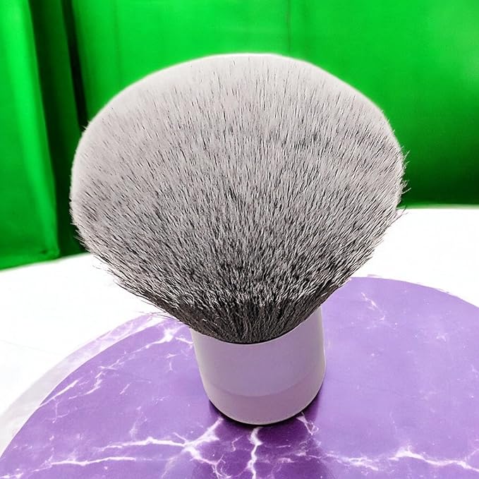 BevyGold Luxurious and Large Ultra Soft Fluffy Powder Brush, Multipurpose Face, Body, Barber and Beauty Tool, with Wooden Base Soft Kabuki Brush (Violet)