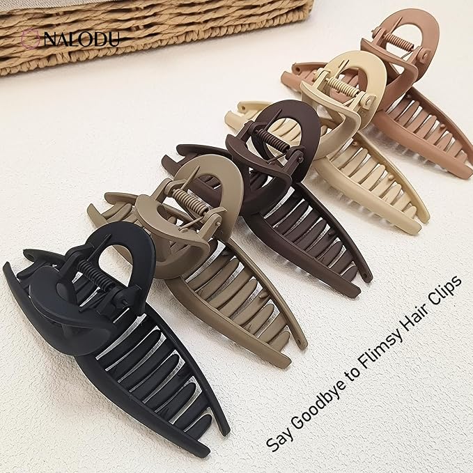Nalodu 5 Inch Hair Claw Clips Extra Large No Slip Big Matte Clip for Curly Long Thick Hair Women, 5 Pack