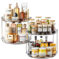 LAMU 2 Pack 2 Tier Lazy Susan Turntable Organizer 10.6'' Rotating Spice Rack Organization for Cabinet, Kitchen, Pantry, Countertop, Bathroom, Vanity, Medicine Cabinet Organizer, Grey