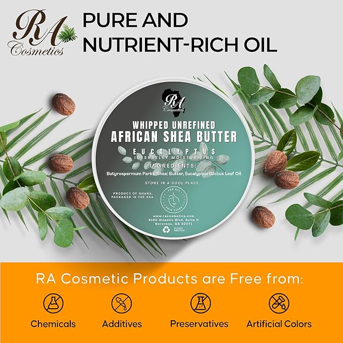 RA COSMETICS Whipped Shea Butter with Eucalyptus Oil, 12oz