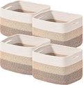 ICERZCZ Shelf Baskets for Organizing, Storage Baskets for Shelves, Woven Baskets for Storage, Cotton Rope Baskets with Handles for Toy, Book, Clothes, 12.5"Lx9.1W"x7.9H", (4 Packs) Gradient Brown