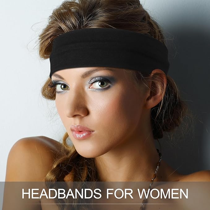 DiyJibb Headbands for Women – 16Pcs Cotton Cloth Headbands for Women's Hair Accessories, Non-Slip Sports Headband Bands & Hair Ties, Soft Fabric for Yoga, Running, Workout