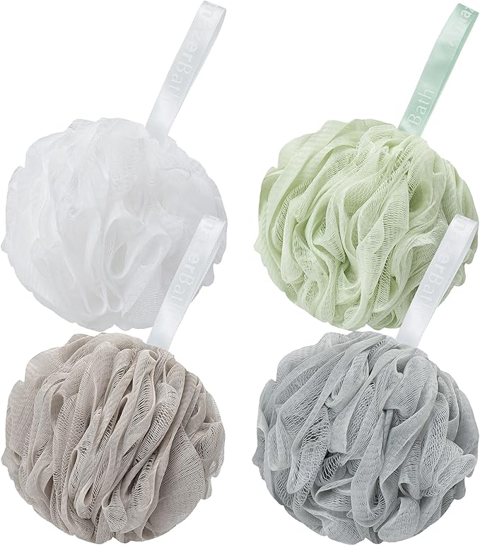 AmazerBath Loofah Sponge 75g/Piece, Exfoliating Bath Sponge Body Scrubber - Loofa Set of 4 Flower Color (Large
