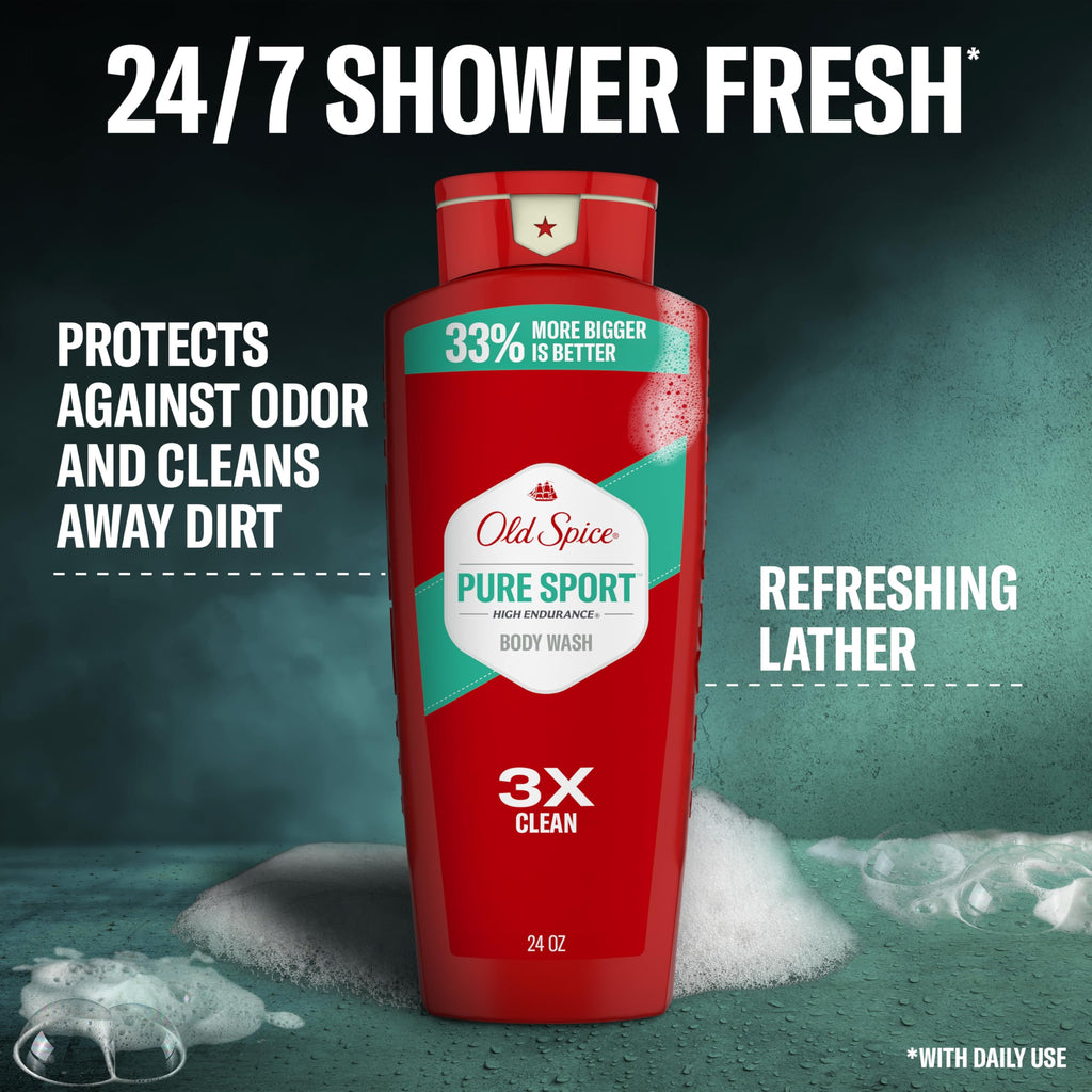 Old Spice Body Wash for Men, Lasting Pure Sport Scent, 24 fl oz Pack of 4