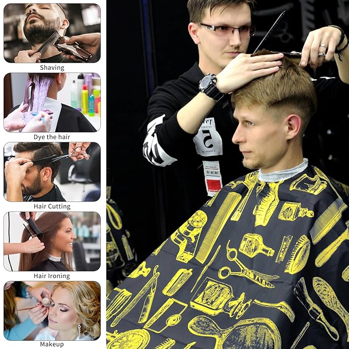 Waterproof Barber Cape for Men - Hair Cutting Cape for Haircuts, Salon, and Adults - Barber Supplies and Accessories