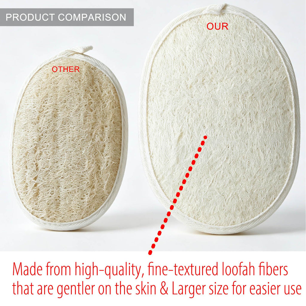 Natural Loofah Sponge, Exfoliating Loofah Back Scrubber for Shower, 2-Pack