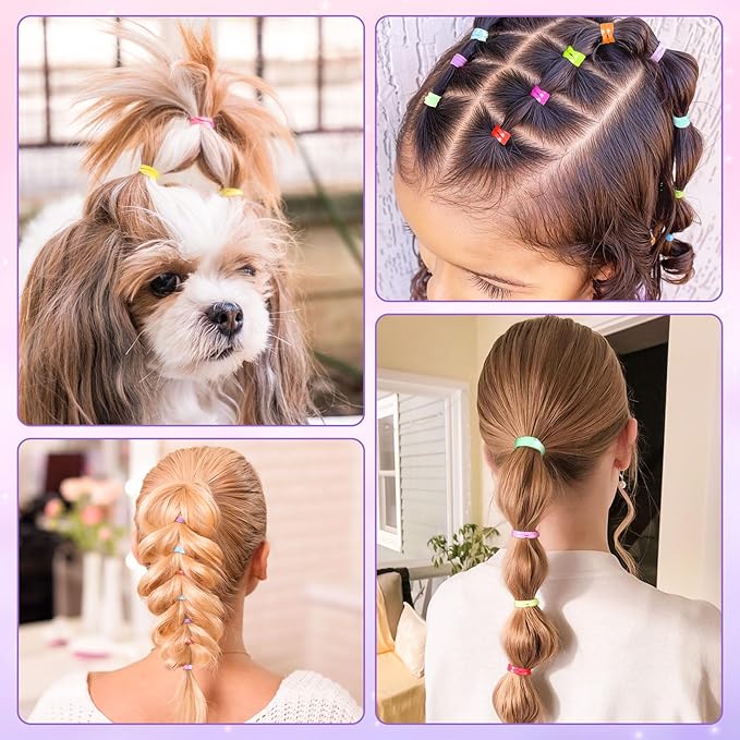BESARME 28 Colors Rubber Bands for Hair Elastics with 8 Styling Tools, 1500 Pcs Baby Toddler Small Hairs Ties for Girls Hairs Accessories for Women