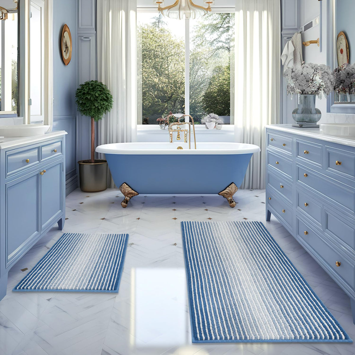BSICPRO Bathroom Rugs Sets 2 Piece, Non Slip Bath Mats, Lavender Purple