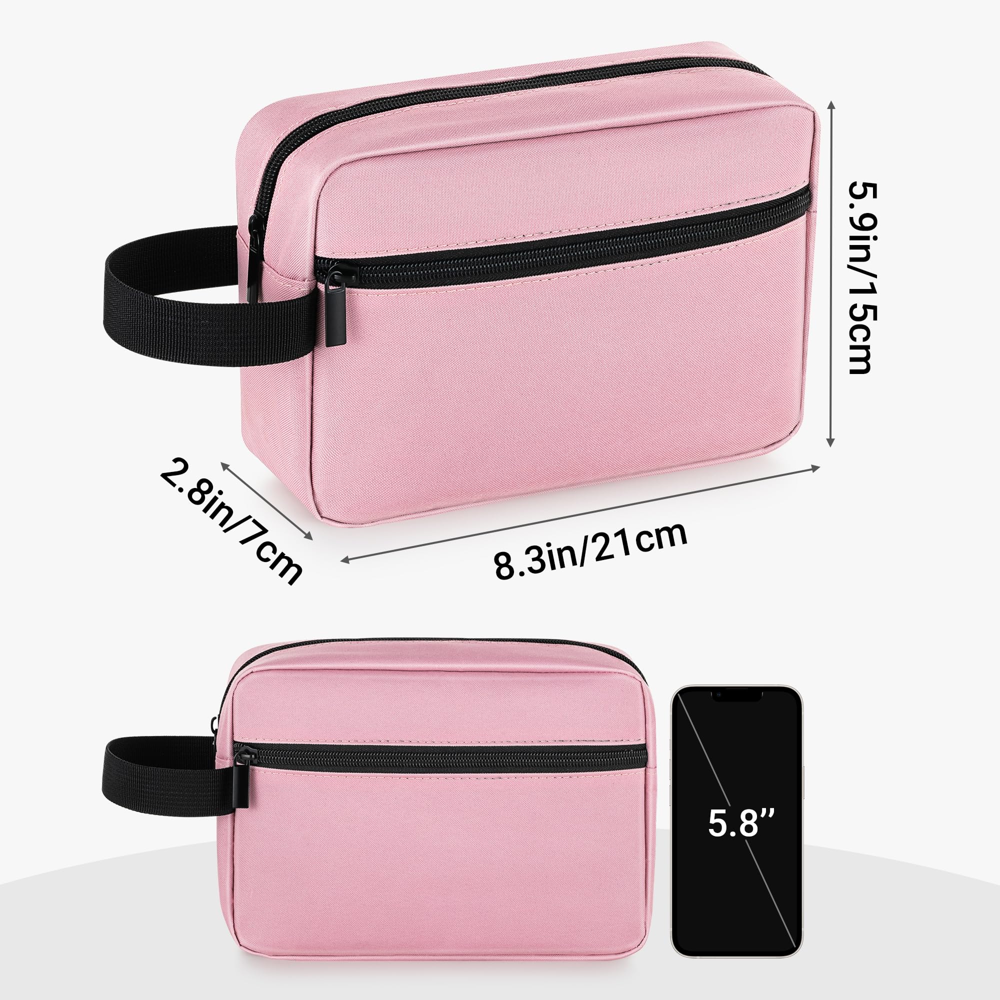 Elviros Travel Toiletry Bag for Women and Men, Lightweight Makeup Bag Hanging Dopp Kit with Compartment Cosmetic Organizer Small Tool Bag Travel Essentials,Gifts for Women(Pink)