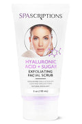 SpaScriptions Hyaluronic Acid Exfoliating Facial Scrub with Sugar Hydrating Face Scrub and Deep Cleansing Polish with Natural Walnut Shells for Dry Skin Dull Texture Blackheads and Pores - 5 oz