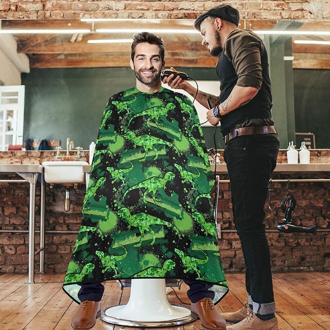 Visesunny Barber Cape - Military Style Dinosaur Animal Polyester Hair Cutting Salon Apron Anti-Static Haircut Shaving Cloth Beard Shaving Bib Hairdressing Cape