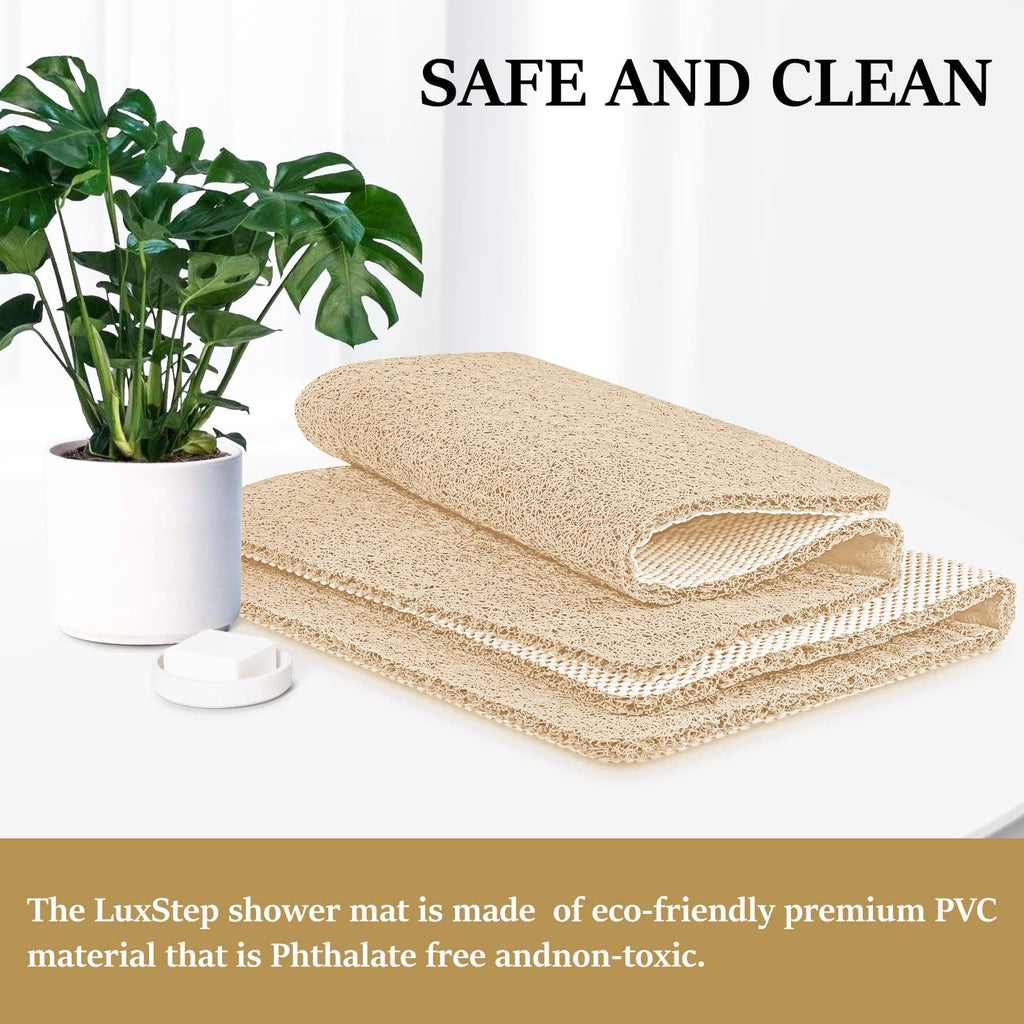 LuxStep Shower Mat Bathtub Mat,Non-Slip Bath Mat with Drain, Quick Drying