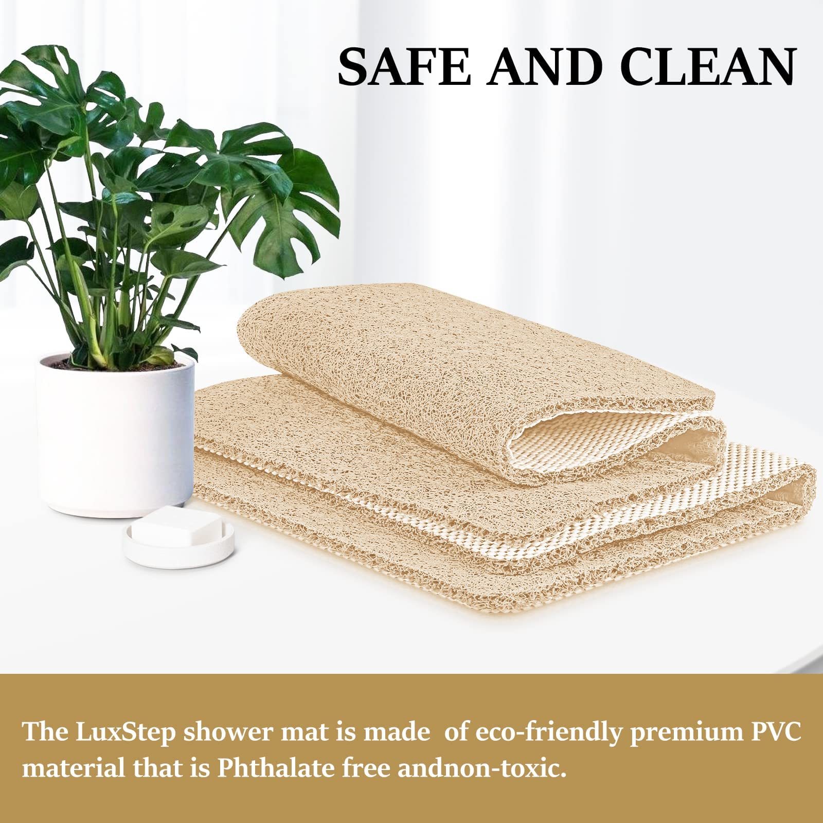 LuxStep Shower Mat Bathtub Mat,Non-Slip Bath Mat with Drain, Quick Drying