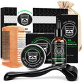 MALE GOD Beard Kit, Beard Growth Kit w/Natural Ingredients Beard Oil & Balm & Comb, Beard Growth Oil w/4X Thickening Biotin, Fathers Day | Chrismtas | Birthday Gifts for Men Him Husband Boyfriend Dad