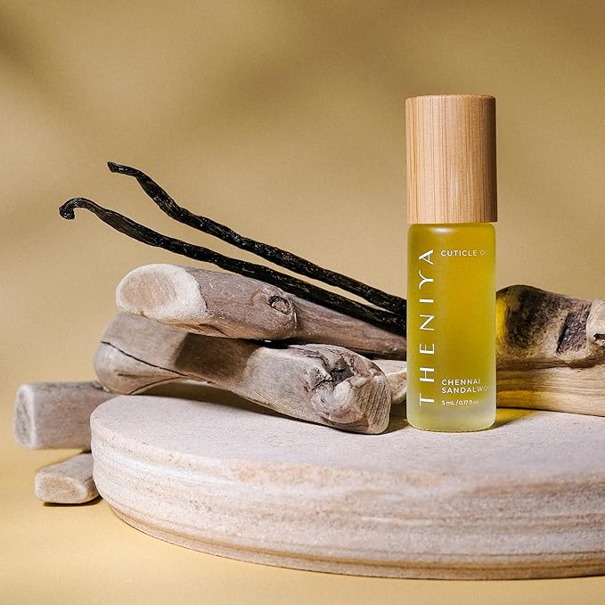 Organic Cuticle Oil Made in USA | Hydrating Roll-On Nail & Cuticle Oil with Jojoba Oil & Vitamin E | Vegan, Cruelty-Free | 5mL Travel Sized (Sandalwood Fragrance)