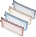 4 Pcs Mesh Makeup Brush Bag, Nylon Mesh Zipper Bags Small Makeup Brush Pouch with Zipper Portable Clear Meshs Makeups Bags Zippers Pouch Cosmetic Bag for Home Office Travel Accessories Organizer