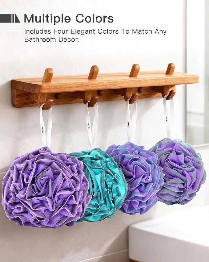 Loofah Sponge 70g, 4Pack, Large Flower Exfoliating Bath Sponge