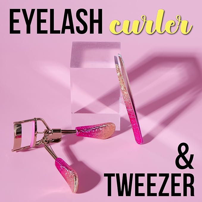 Eyelash Curler & Tweezer Set - 2pc Lash Kit w/Precision Lash for Women