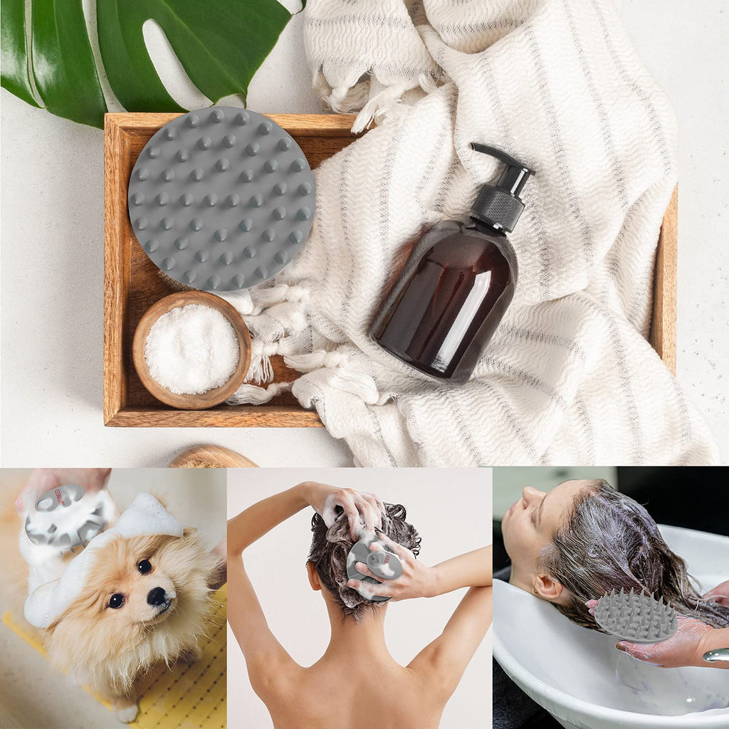 One-piece Silicone Scalp Massager Shampoo Brush Hair Wash Scrubber, Gray