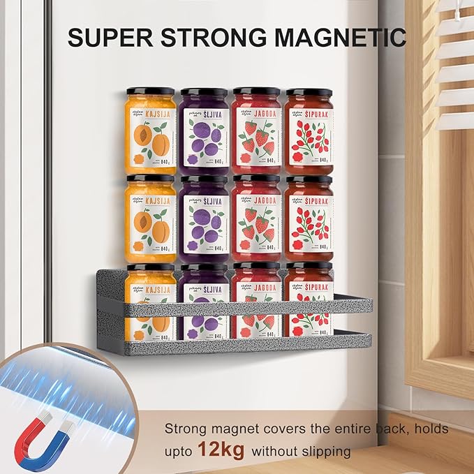 Uten Magnetic Spice Rack for Refrigerator 2 Pack, Strong Fridge Organizer