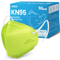 Akgk KN95 Face Mask 50 PCS, Breathable Protection 5-Ply Green Masks, Cup Dust Safety