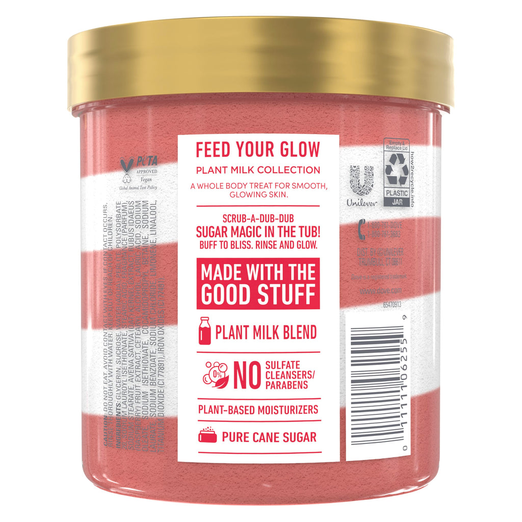 Dove Sugar Body Scrub Oat Milk & Berry Brulee For Exfoliated & 15 oz