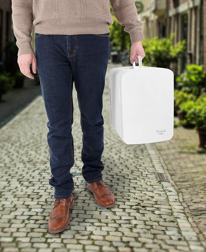 Cooluli Vibe Mini Fridge for Bedroom - With Cool Front Magnetic Whiteboard - 15L Portable Small Refrigerator for Travel, Car & Office Desk - Plug In Cooler & Warmer for Food, Drinks & Skincare (White)