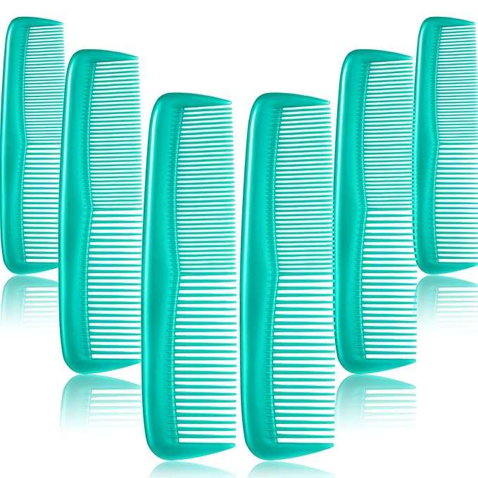 Leinuosen 12 Pieces Pocket Hair Combs, Fine Tooth Combs, Cyan-blue
