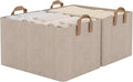 StorageWorks Storage Bins, Fabric Storage Bins for Shelves, Extra Large Storage Baskets with Metal Frame, Closet Baskets and Bins with Handles, Jumbo, Brown and Beige, 2-Pack