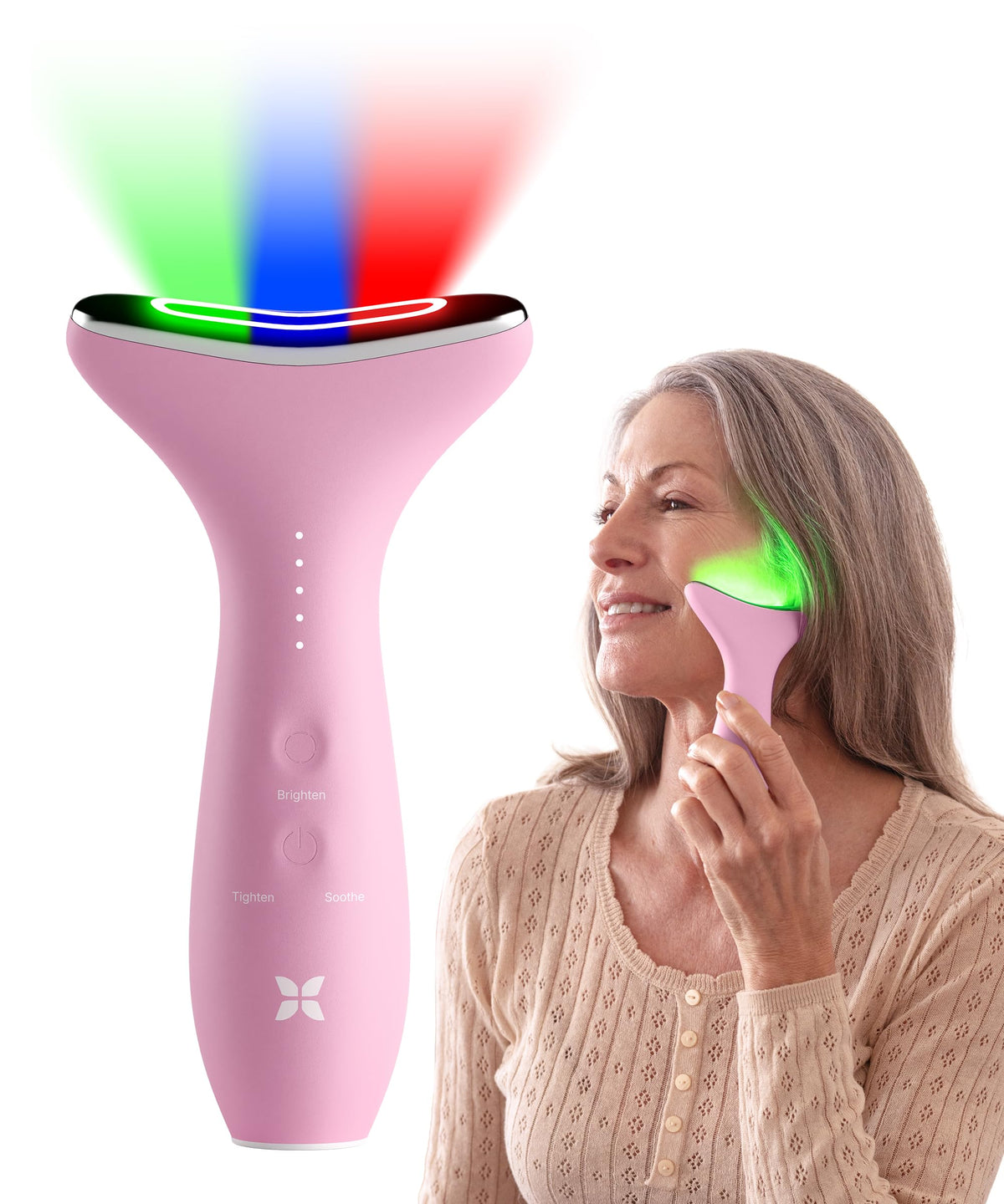 REVO Genie Facial Massager for Face and Neck, LED Beauty Device with Heat and Vibration, Depuffing Sculpting Tool with Red Blue Green Light Modes for Skincare Routine