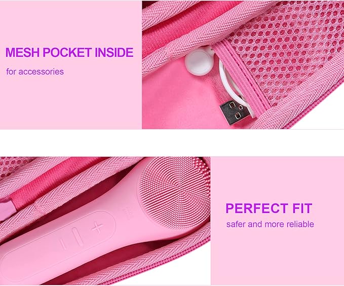 co2CREA Hard Carrying Case Compatible with NågraCoola CLIE 2 1 Sonic Facial Cleansing Brush (Pink)