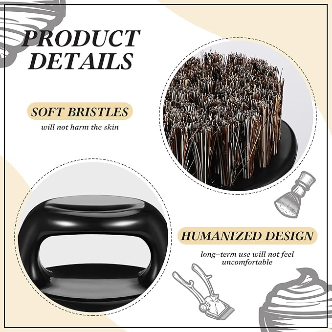 4 Pcs Knuckle Brush for Men Barber Brush, Fade Brushes, Face and Neck Brushes, Mustache and Hair Supplies, Barber Essential Tool for Professional Barbering and Grooming Services(Black and White)