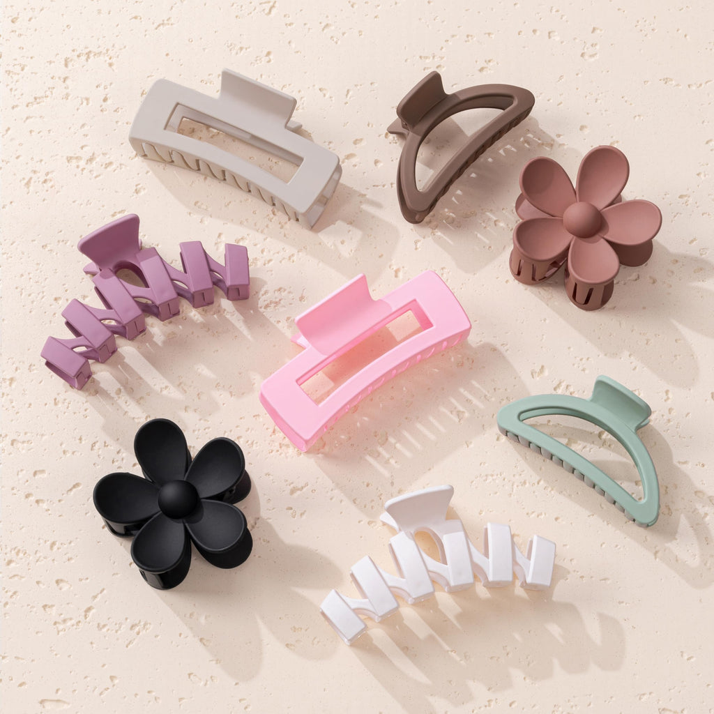 8PCS Hair Clips for Women, Flower Claw Clips for Thick Hair, Non-Slip Hair Accessories with Multi-Styles, Different Color Hair Claw Clips and Variety Pack, Ideal for Girls