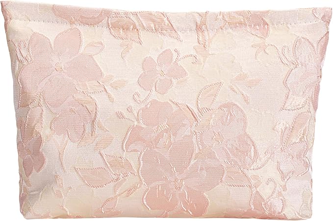 RIKMOXR D Embossed Floral Makeup Bag - Large Capacity Pink Textured Cosmetic Organizer | Travel Toiletry Pouch for Women (Elegant Flower Pattern, Durable Fabric)