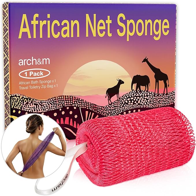 ARCH&M Authentic African Net Sponge Extra-Long 53" Back Scrubber