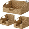 StorageWorks Paper Rope Pantry Storage Baskets, Wicker Baskets with Built-in Handles, Handwoven Shelf Baskets for Organizing, Pantry Organizers and Storage, Natural, 3 Pack