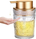 MKLZ 8 Oz Glass Dish Soap Dispenser, Hand Liquid Bottle with Gold Pump