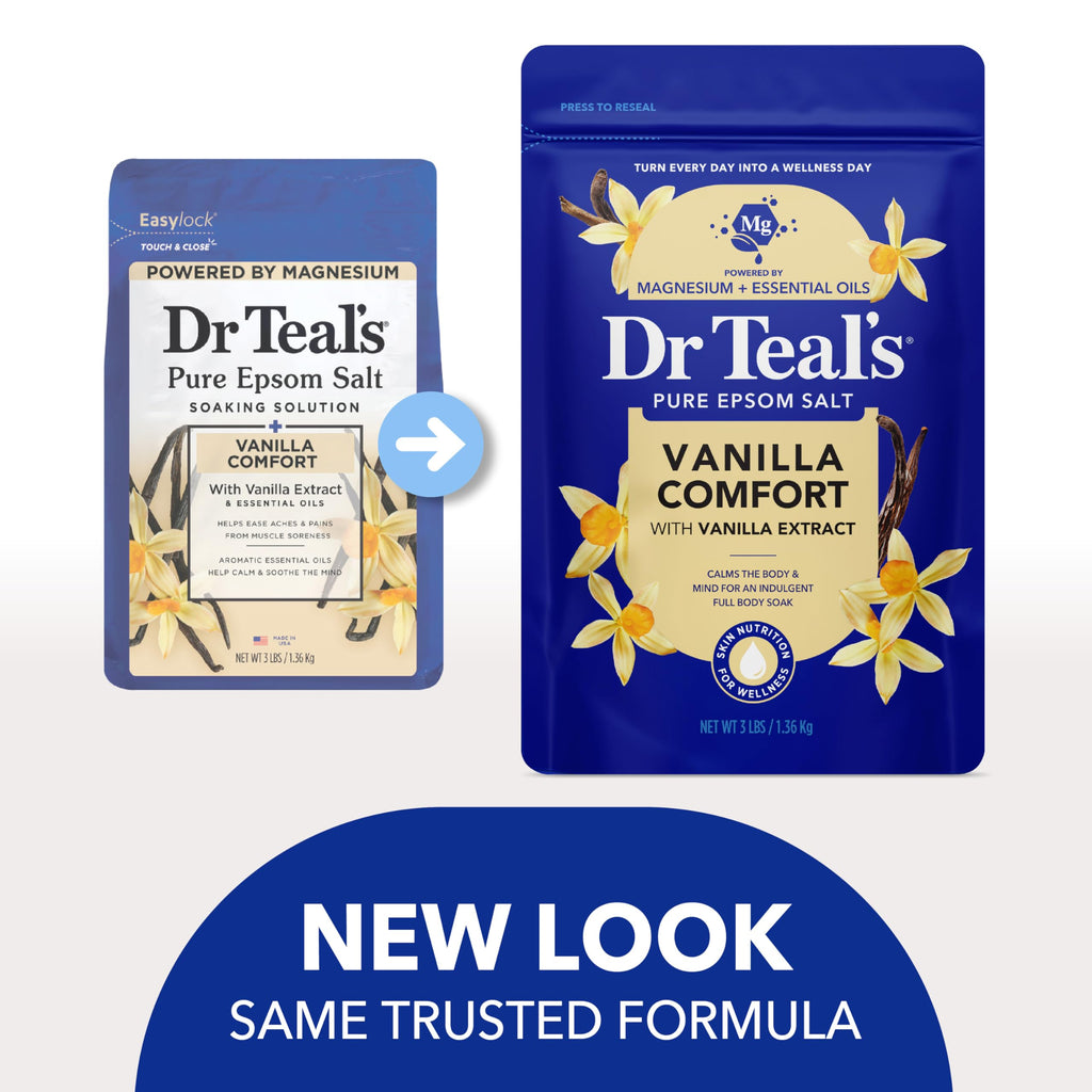 Dr Teal's Epsom Salt Magnesium Soak, Vanilla Comfort, 3 lbs