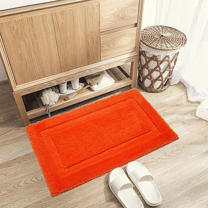 SHACOS Super Soft Bathroom Rugs Sets 2 Pieces 20x32 inch Bath Mats Non Slip Washable Microfiber Bathroom Mats Absorbent Bath Rugs Shower Rugs, Orange