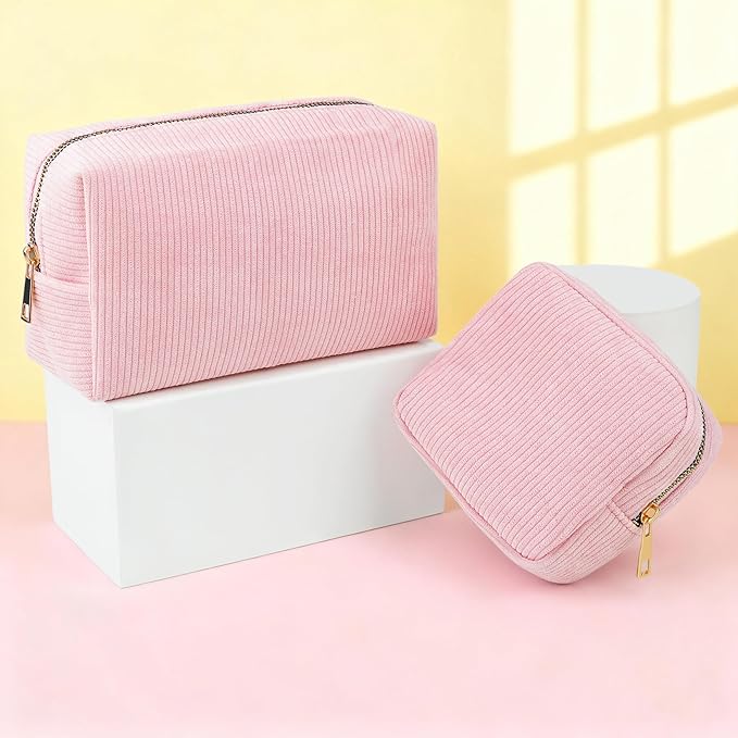Corduroy Sanitary Napkin Storage Bag 2 PCS Period Bags For Teen Girls, First Period Pad Pouches Tampon Holder for Purse with Zipper