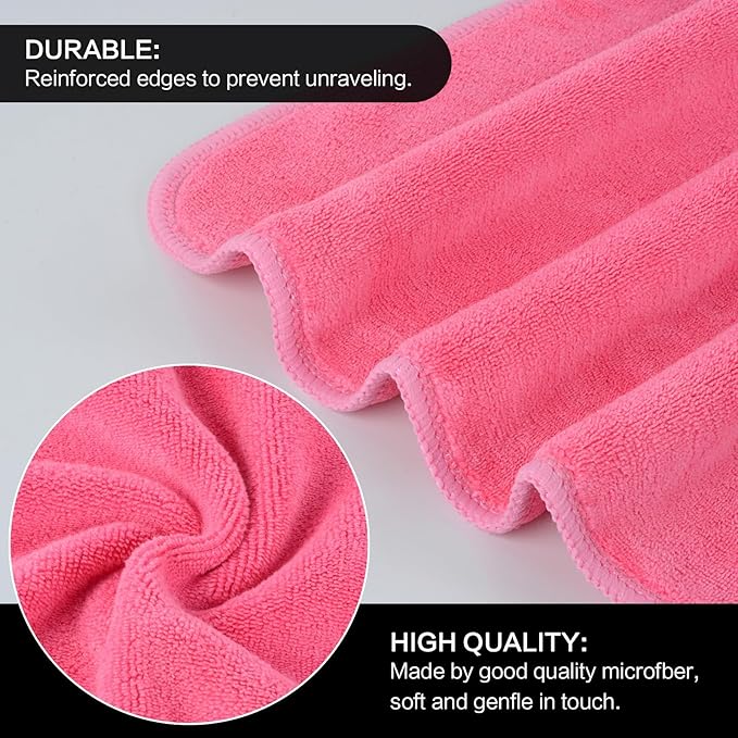 SINLAND Microfiber Facial Cloths Fast Drying Washcloth 12inch x 12inch Dark pink 6 pack
