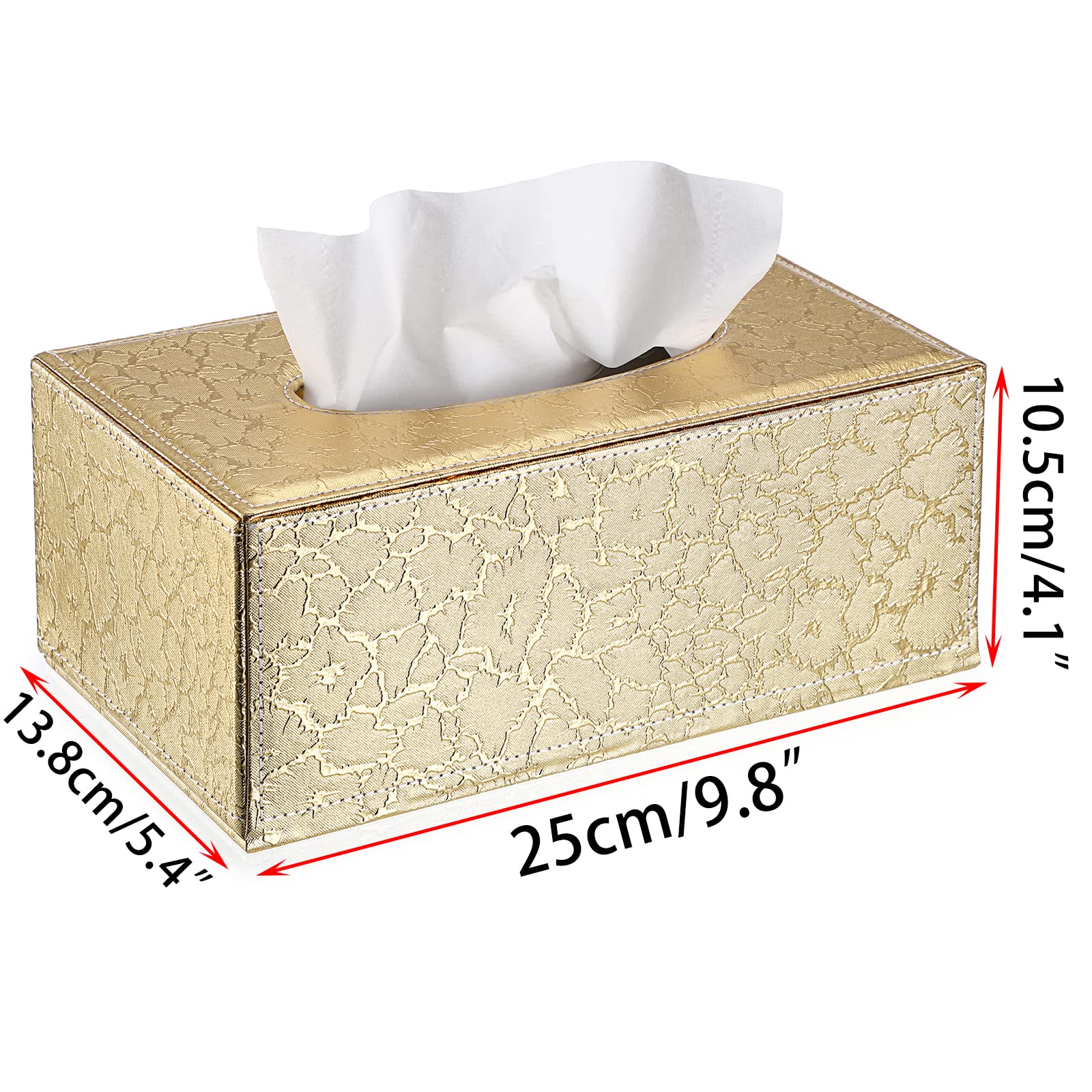 Sumnacon Rectangular Tissue Box Cover - Stylish Tissue Box Holder with Magnetic Bottom, Decorative Tissue Box for Vanity Dresser Night Stand Table Countertop (Gold, Medium)