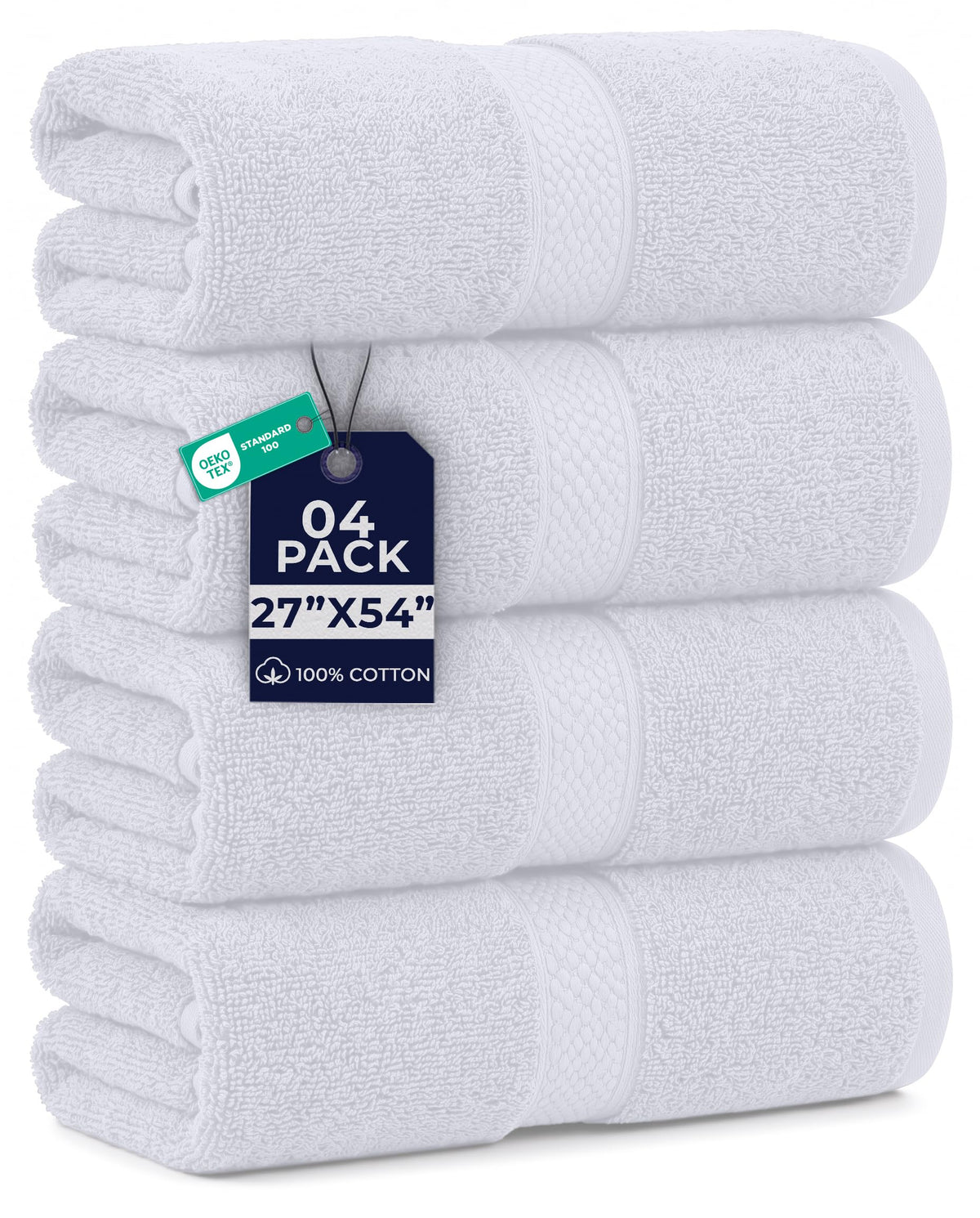 DAN RIVER 600 GSM Cotton Large Bath Towels Set of 4, 27 x 54 Inches