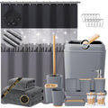 Bathroom Accessory Set – Bathroom Set with Glitter Shower Curtain, Towel Set,24 Piece Grey Shower Curtain, Bathroom Accessories Set with Shower Curtain Set for Home Decor