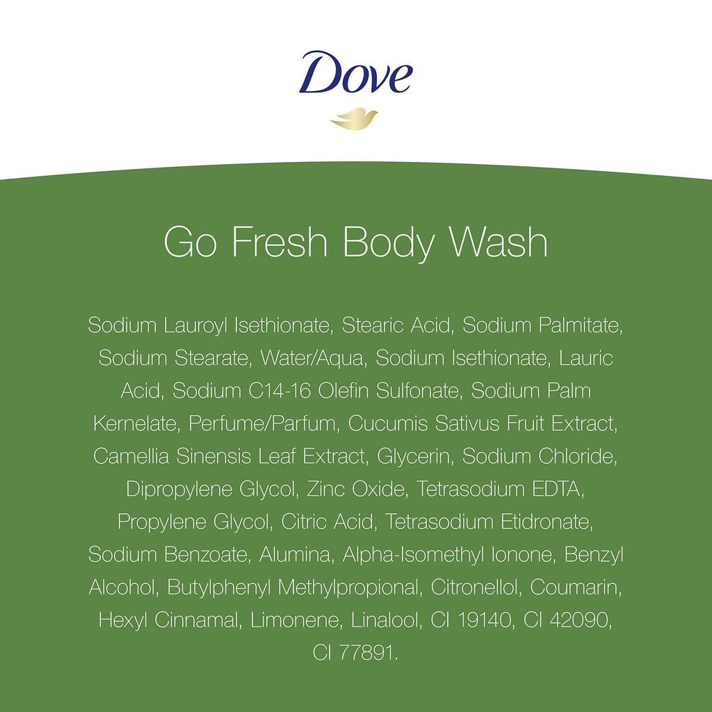 Dove go fresh Refreshing Body Wash Revitalizes and Refreshes Skin Cucumber and Green Tea Effectively Washes Away Bacteria While Nourishing Your Skin 11 oz