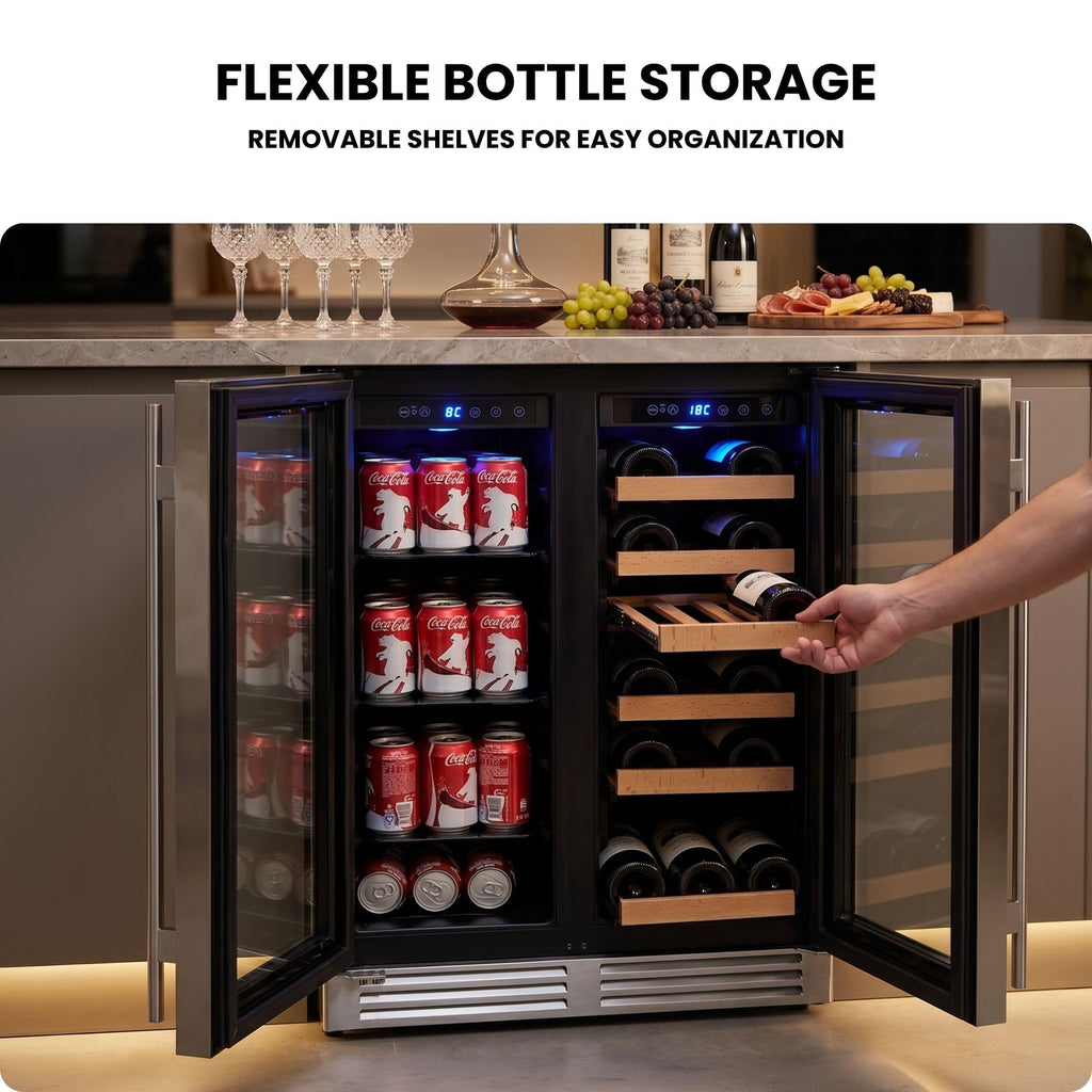 Koolatron 24 Inch Dual Zone Beverage Fridge, Built-In